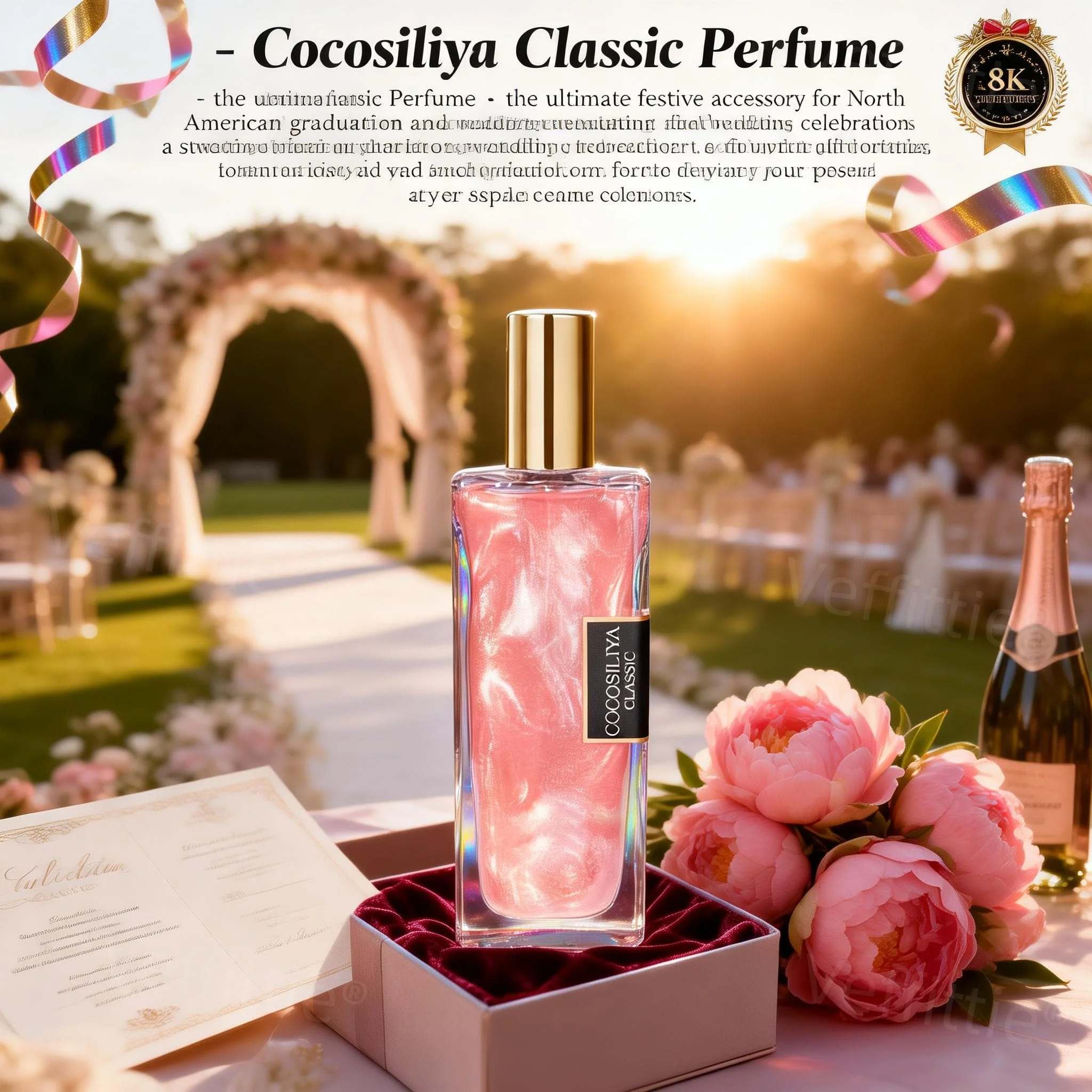

Bridal Peony Magnolia Eau De Parfum, Fruity Floral Glitter Bottle, Bridal Day Essence, All Day Fresh for Elegant Modern Brides
