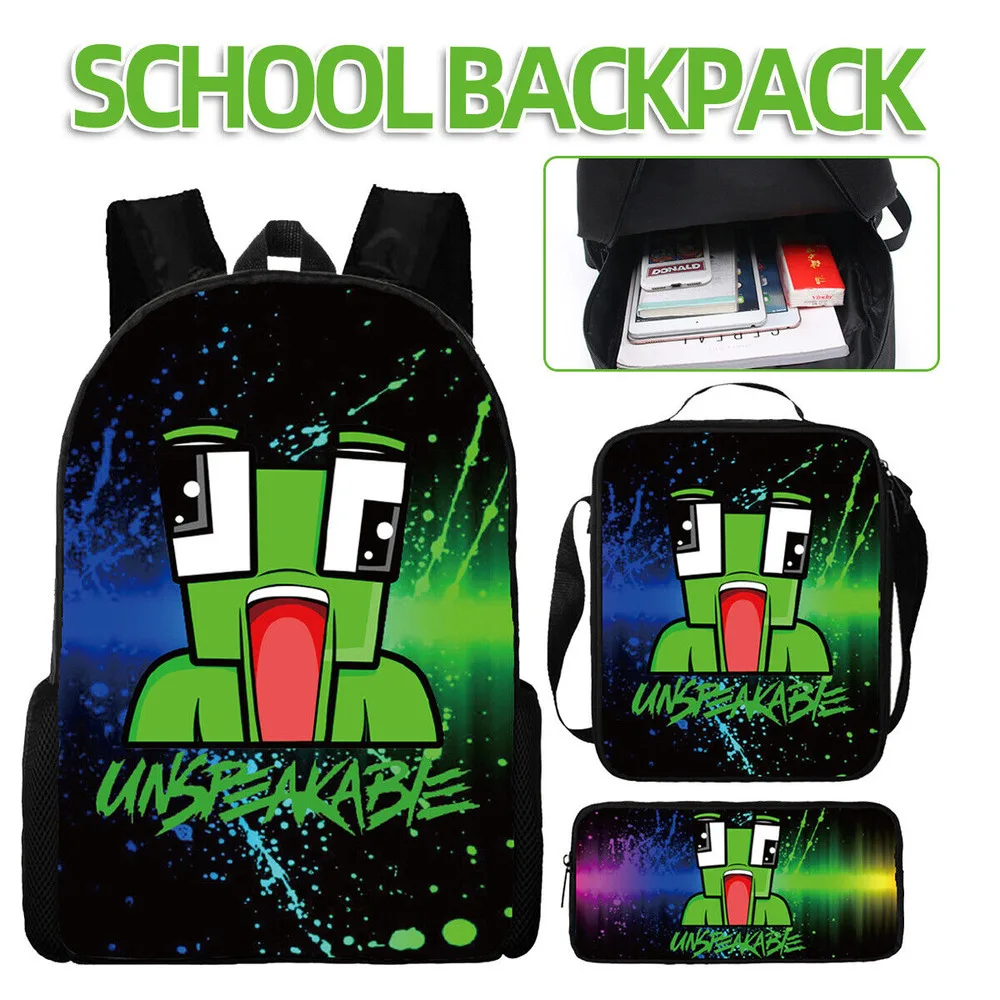 3PCS/SET UNSPEAKABLE Kids Backpack Rucksack School Bag+Shoulder Bag+Pencil Case