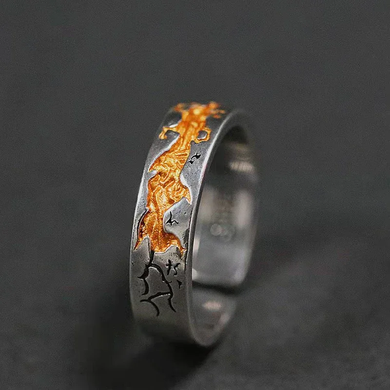 2023 Punk Fashion Gold Color Imitation Magma Design Rings for Men Accessories Creative Men Rings Unisex Jewelry Gifts Wholesale