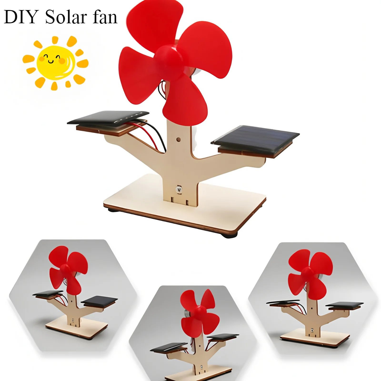 Solar Fans, Children's DIY Handcrafted Assembly Models, 3D Wooden Puzzles, Educational Science Experiments Children's Gifts
