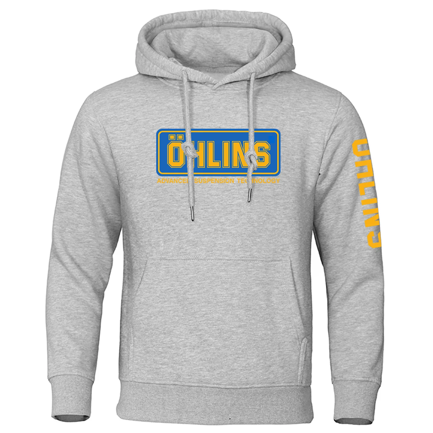 2026 Ohlins Logo-Print Frühling und Herbst Herren Einfarbiger Beliebter Pullover mit Taschen Klassischer Maßgeschneiderter Loser Hoodie – Detail 8