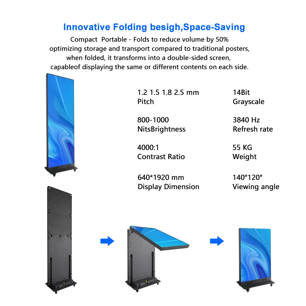 High Visibility Commercial Smart Video Poster Display Foldable Poster Display