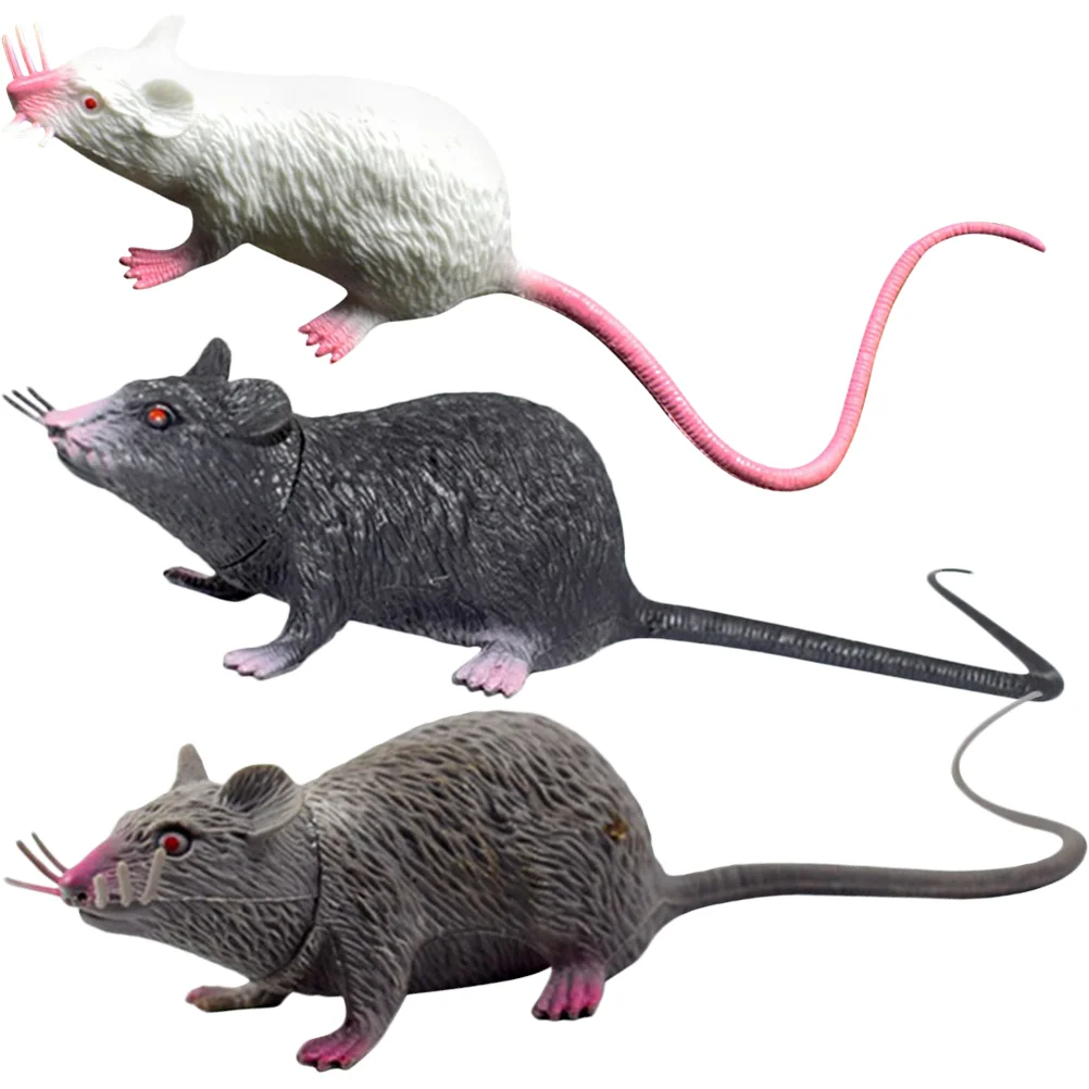 

3pcs Fake Rat Spooky Toy Prank Prop Simulated Rat Model For Party Halloween