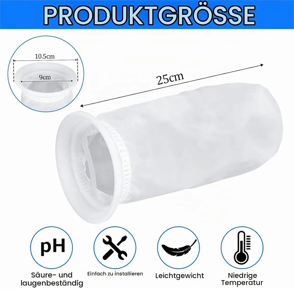 3Pcs 200 Mesh Nylon Filter Bags, Reusable Fine Filtration Socks for Tank Filter Lid, Washable Mesh Screen