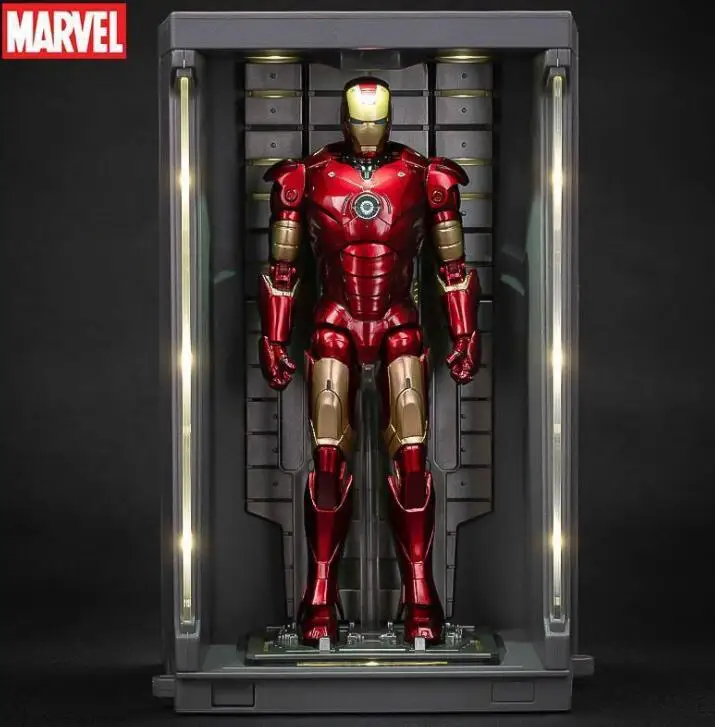 ZD Genuine Marvel IRonman Mk2 Mk3 Mk4 Mk5 Mk6 MK7 MK45 MK47 MK30 Garage with LED Articulated Figure Toys for Children Gift