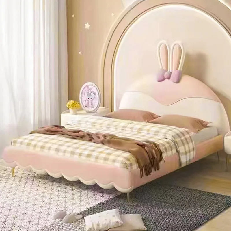 Children's furniture rabbit bed princess bed pink beautiful girl dream single rabbit child bed