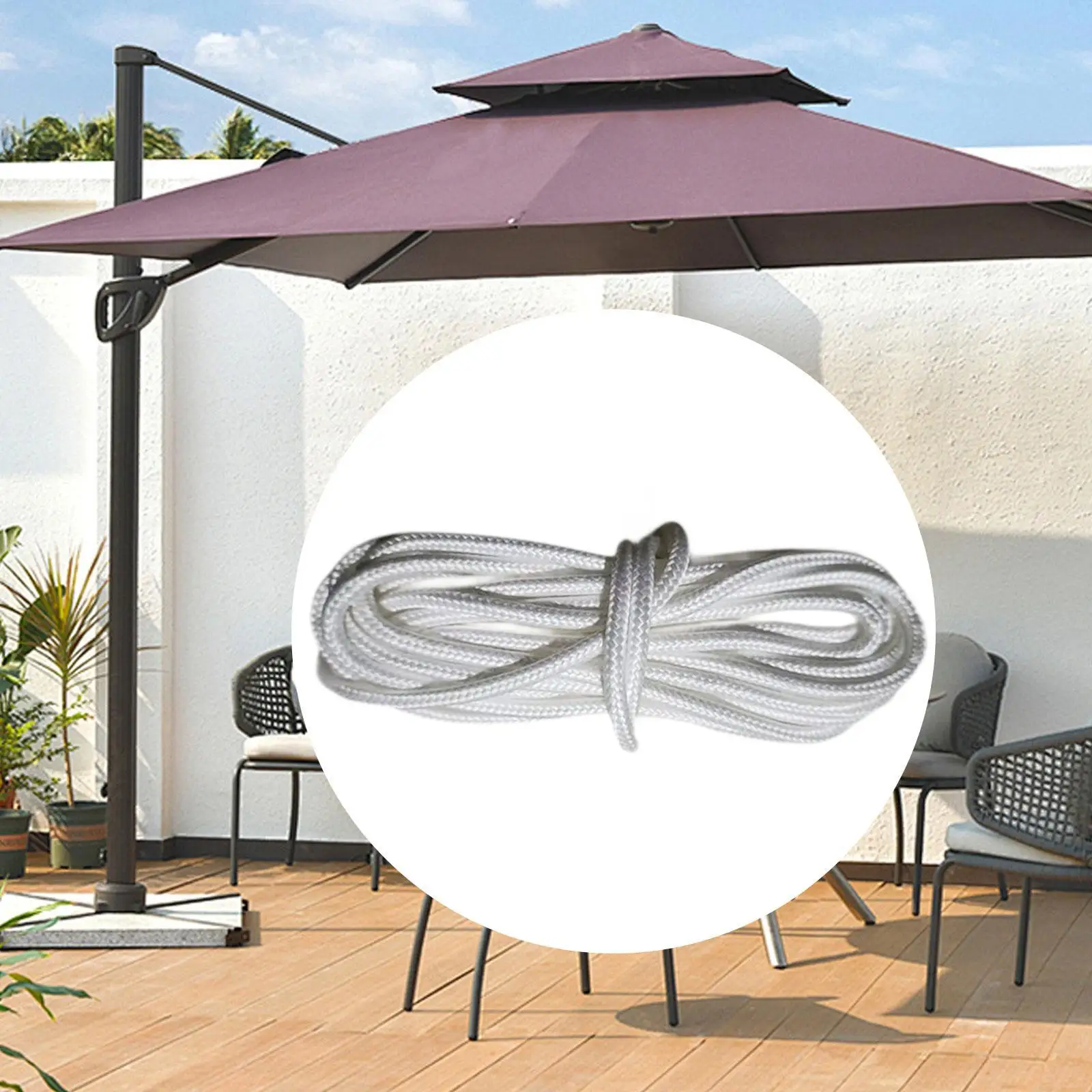 

Umbrella Replacement Cord Line Patio Umbrella Accessories Heavy Duty Lightweight Polyester 10M Rope for Deck Beach Boat House RV
