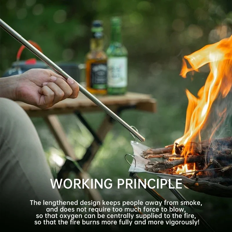 Outdoor Cooking Blow Fire Tube, Portable Camping Fire Pipe, Survival Tools, Retractable Blowpipe, Fire Starter image 3
