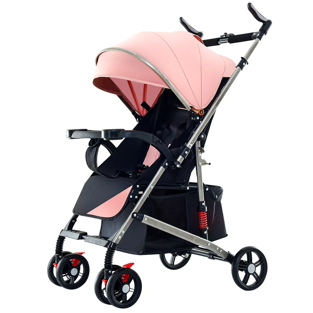 Kinderwagen Poussettes Luxe Grote Wielen Eenhandige Kinderwagens Unisex Push Tweeweg Kinderwagen Voor Baby 'S