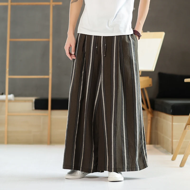 Men Wide Leg Pants Loose Straight Baggy Men's Vintage Streetwear Elastic Waist Trousers Harajuku Style Trousers