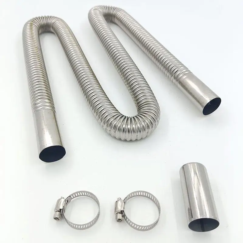 60cm-300cm Lengthen Air Parking Heater Stainless Steel Exhaust Pipe Tube Gas Vent Hose With Hose Clamp For Car Heater