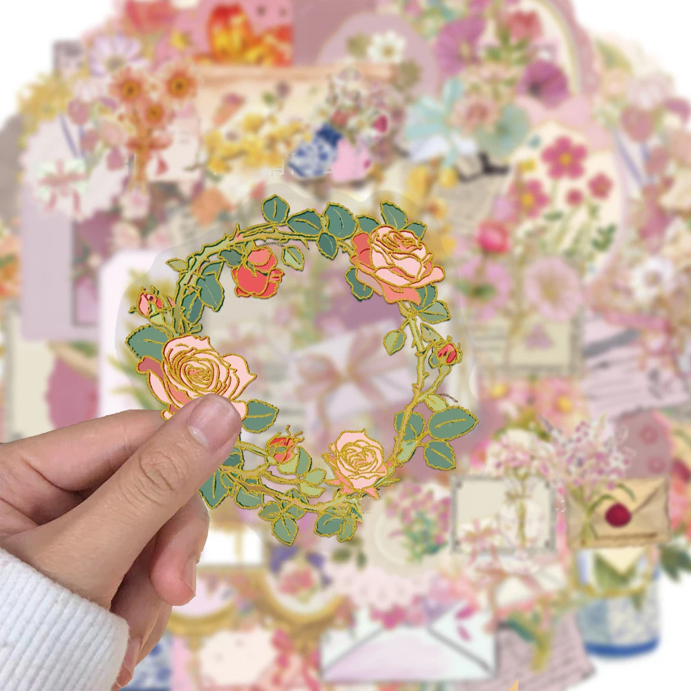 10/30/50 قطعة الفن الرجعية الجمالية الزهور الكتابة على الجدران ملصقات لطيف الكرتون الحيوانات الأليفة الشارات الهاتف الأمتعة دفتر ملصق مضاد للمياه هدية #4