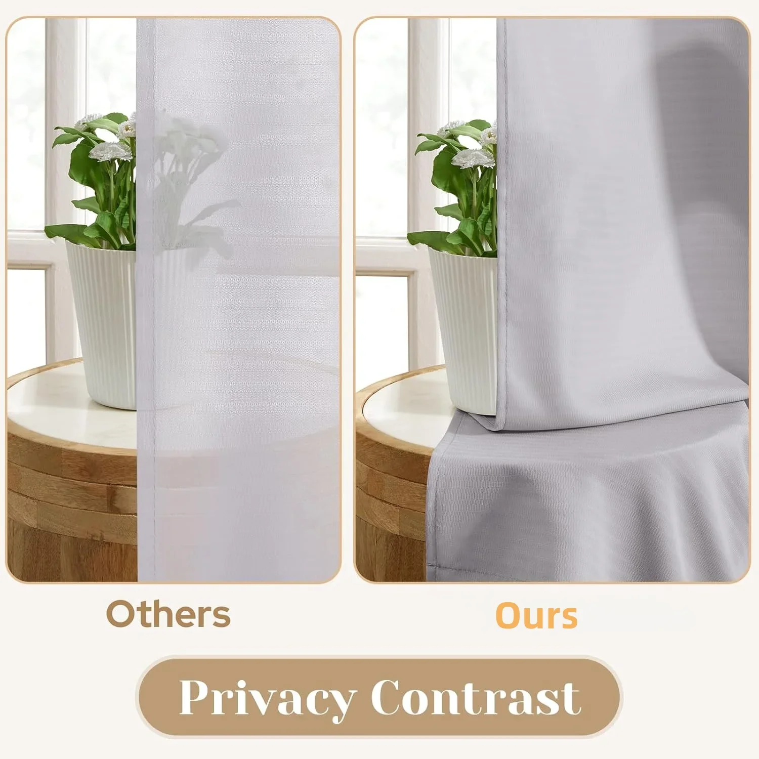 Extra 400-500cm Height Non See Through Privacy Sheer Curtains, Elegant Lightweight Semi Light Filtering Solid Color Window Drape
