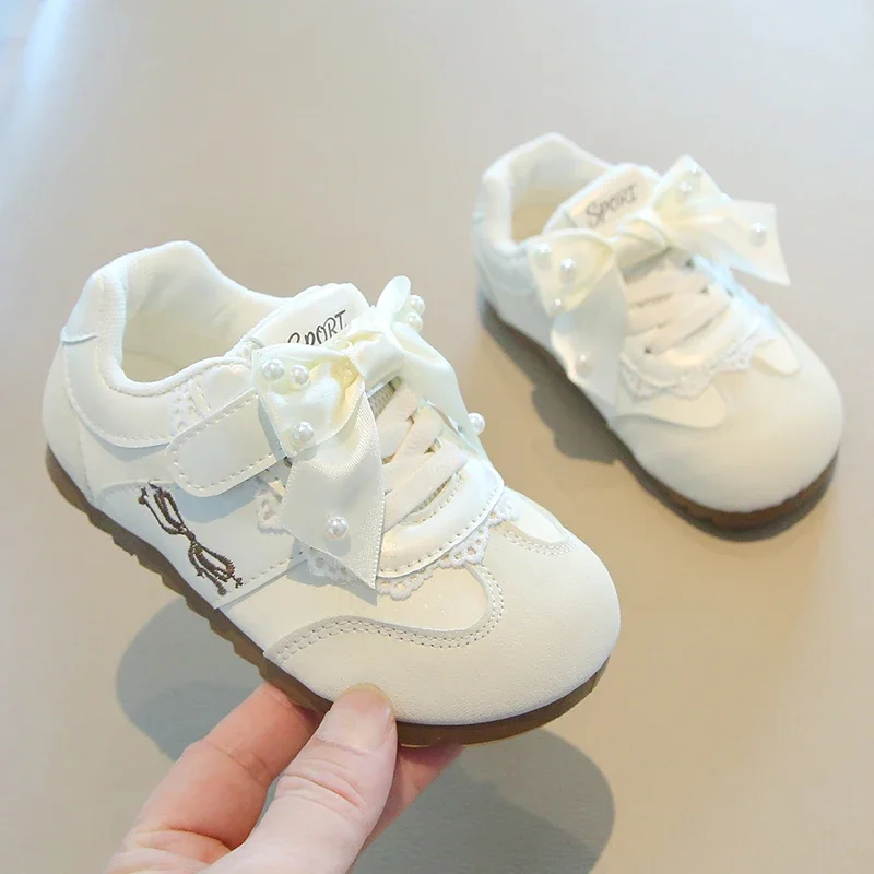 Mumoresip Children's Embroidered Sneakers Princess Sweet Bowknot Kids Outdoor Girl's Shoes School Causal Toddlers Sports Shoes