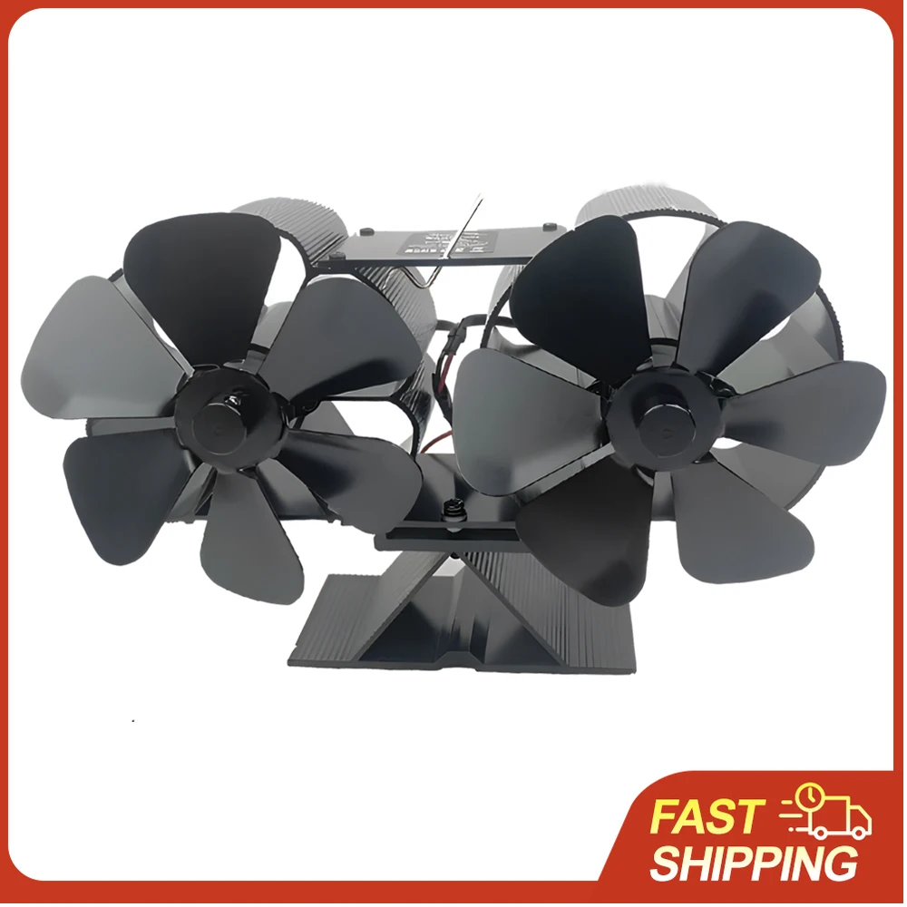 

НОВЫЙ Вентилятор для дровяной печи, работающий от тепла, с двумя бесшумными моторами, 6 лопастями, неэлектрический, термоактивируемый, для камина, с кронштейном и магнитным термодатчиком