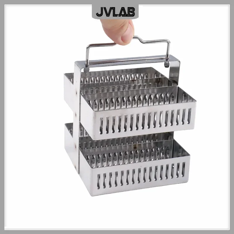 Stainless Steel Dyeing Rack Slides SUS Slides Staining Holder 75*75*75mm without Tank Resistant Acid And Alkali Up to 30 Slides