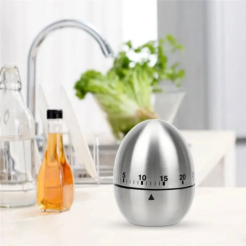 ABUN Stainless Steel Mechanical Kitchen Timer, 60 Minutes Egg Counter, Cute Cooking Tool for Baking Grilling