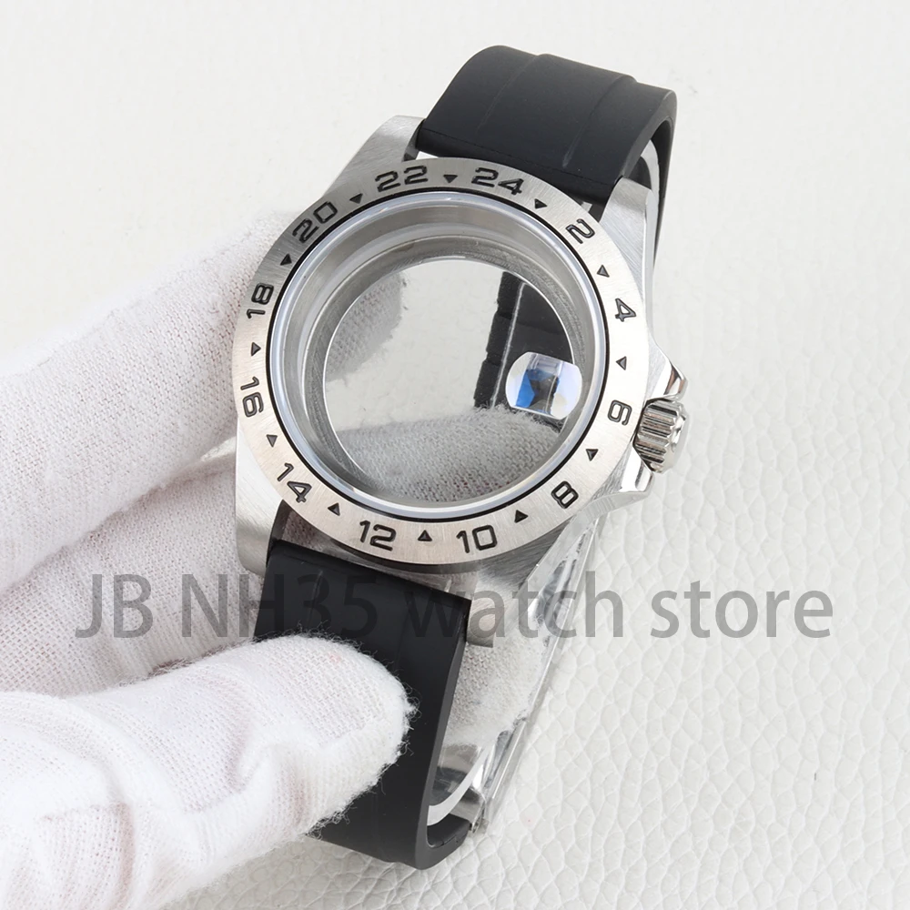 39mm NH35 Sapphire Glass Watch Case For Explorer 2 Case Stainless Steel Solid Bezel For GMT NH34 NH35 NH36 Movement 28.5mm Dial