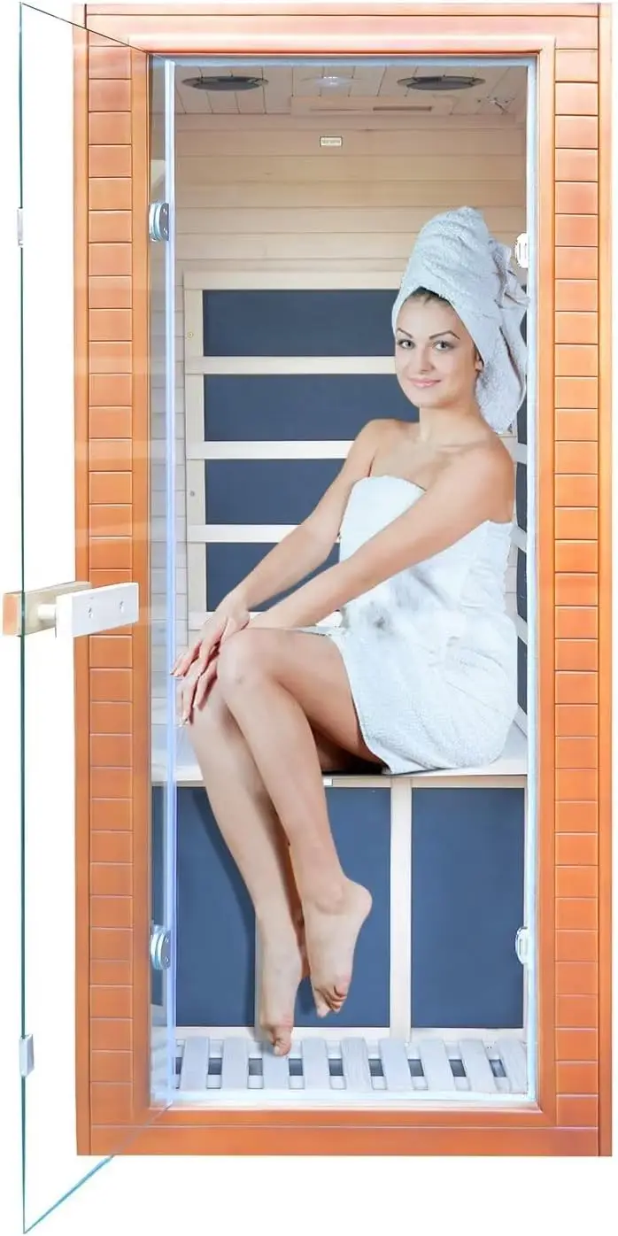 

Far Infrared Home Sauna Mini Indoor Dry Personal Sauna Room,Hemlock Wood Sauna,with 5 Heating Panels,