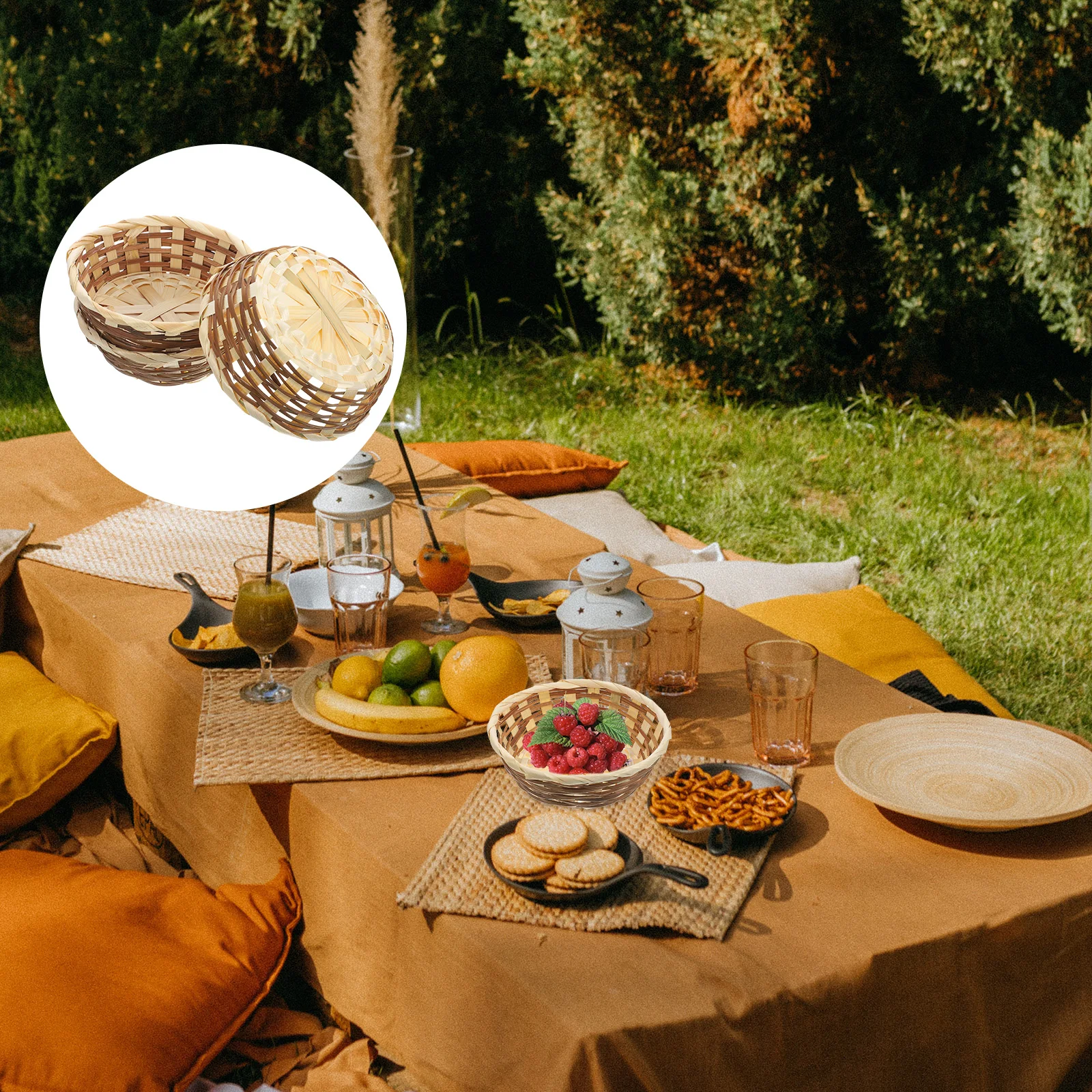 

3 Pcs Fruit Basket Storage Baskets Woven Multifunctional Snack for Outdoors