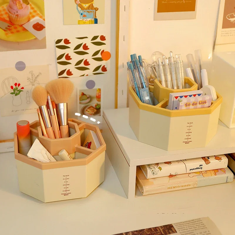 

Creative Large Capacity Desktop Storage Box 360 Degree Rotating Multifunction Pencil Organizer School Stationery