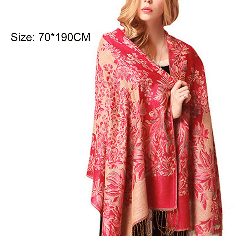 Tassel Smooth Shawl Cotton Scarf Vintage Tassels Style for Autumn