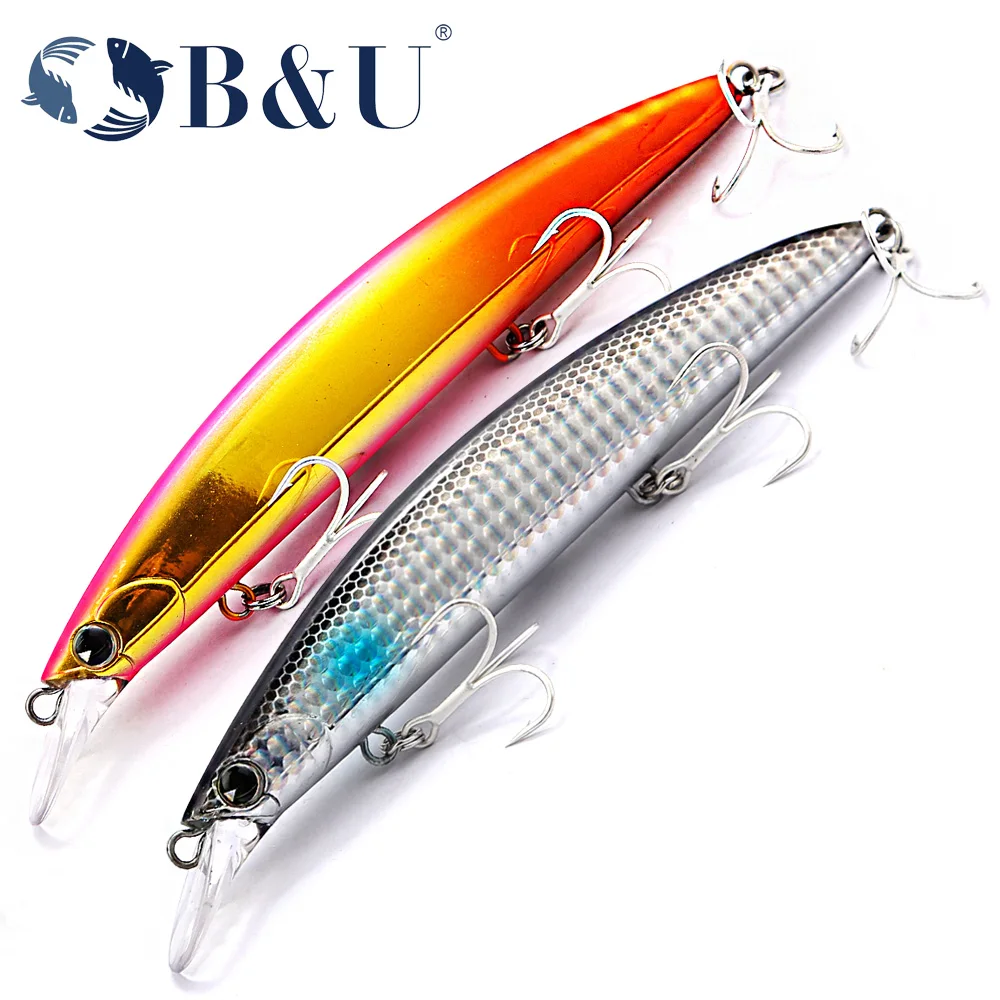 

B&U Saltwater Floating Minnow 130mm Fishing Lures Laser Artificial Bait Long Casting Trolling Wobblers Jerkbait Sea Bass