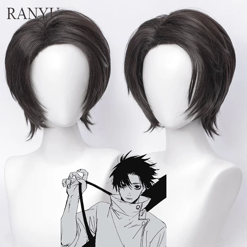 Anime Cosplay Wig Short Synthetic Black Straight Fluffy Hair Heat Resistant Wig For Party Daily