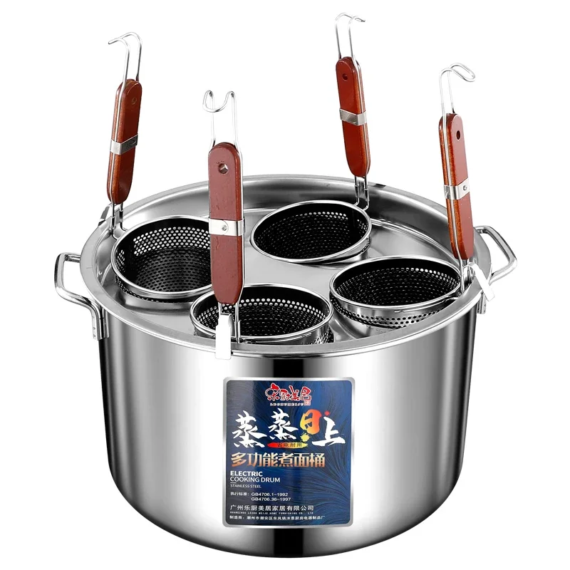 Cooking Noodle Pot Stainless Steel Soup Bucket Large Capacity Induction Cooker Stewed Soup Pot