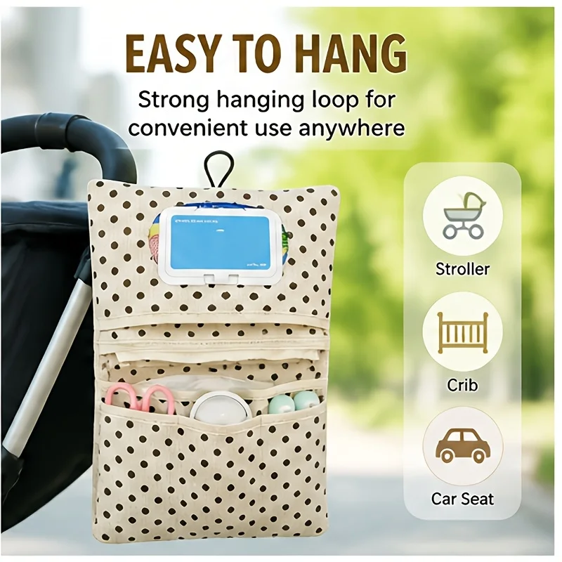 Portable Foldable Diaper Caddy Organizer Built In Wet Wipes Dispenser Multifunctional Nappy Storage Handbag Hanging Design Baby