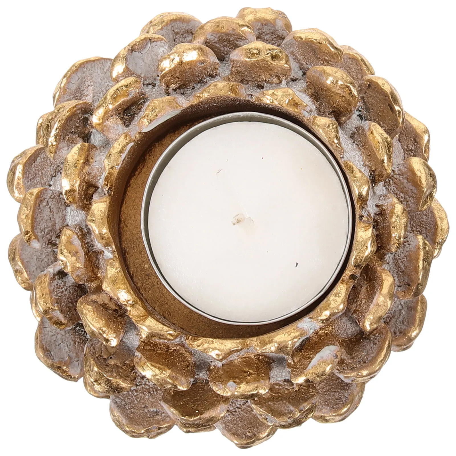 Pine Cone Shaped Resin Holder Vintage Style Christmas Tabletop Decoration Desktop Ornament Xmas Party Candlestick Stand