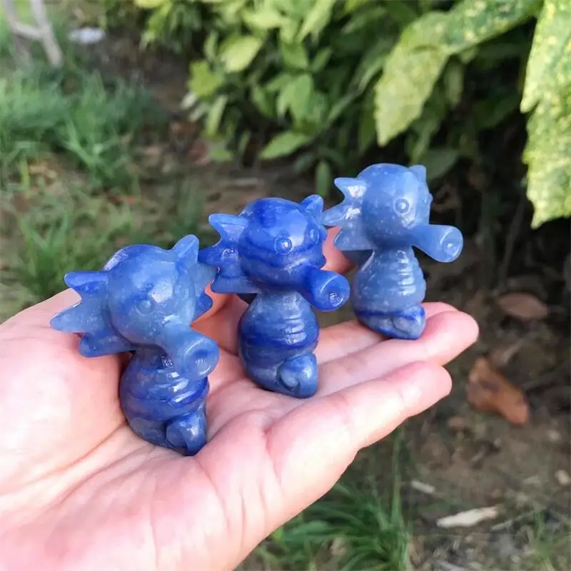 

5CM Natural Blue Aventurine Cartoon Rabbit Carving Polished Crystal Healing Stone Home Decor Creative Christmas Gift 1pcs