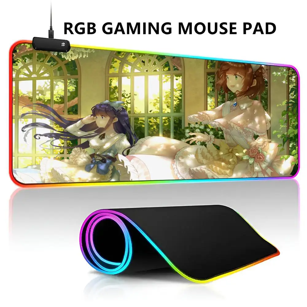 C-Cardcaptor Sakura Magic Mouse Pad RGB LED Light Gaming Waterproof Large Gamer Mouse Carpet Big Mause Keyboard Pad PC Desk Play