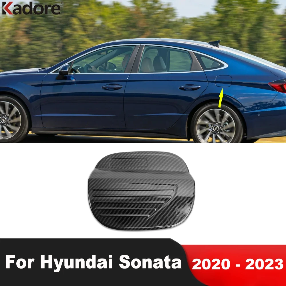 

For Hyundai Sonata 2020 2021 2022 2023 Carbon Fiber Car Gas Fuel Tank Cover Trim Oil Filler Cap Frame Sticker Accessories