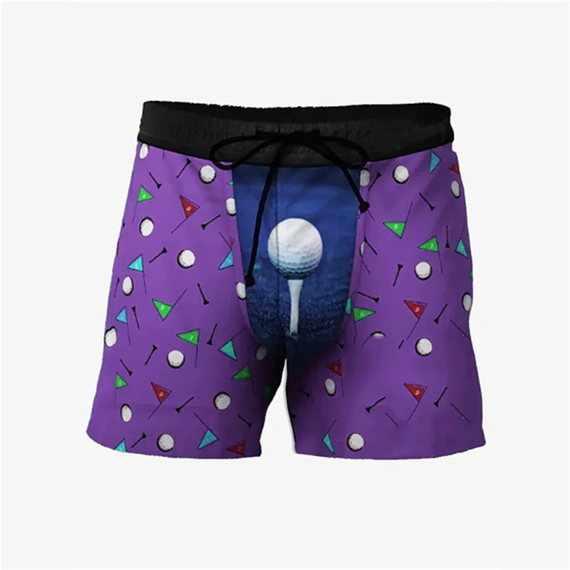 

Funny Golf Ball Pattern Beach Short For Men Fashion Personalization 3D Printed Summer Short Pants Street Catch Eyes Swim Trunks