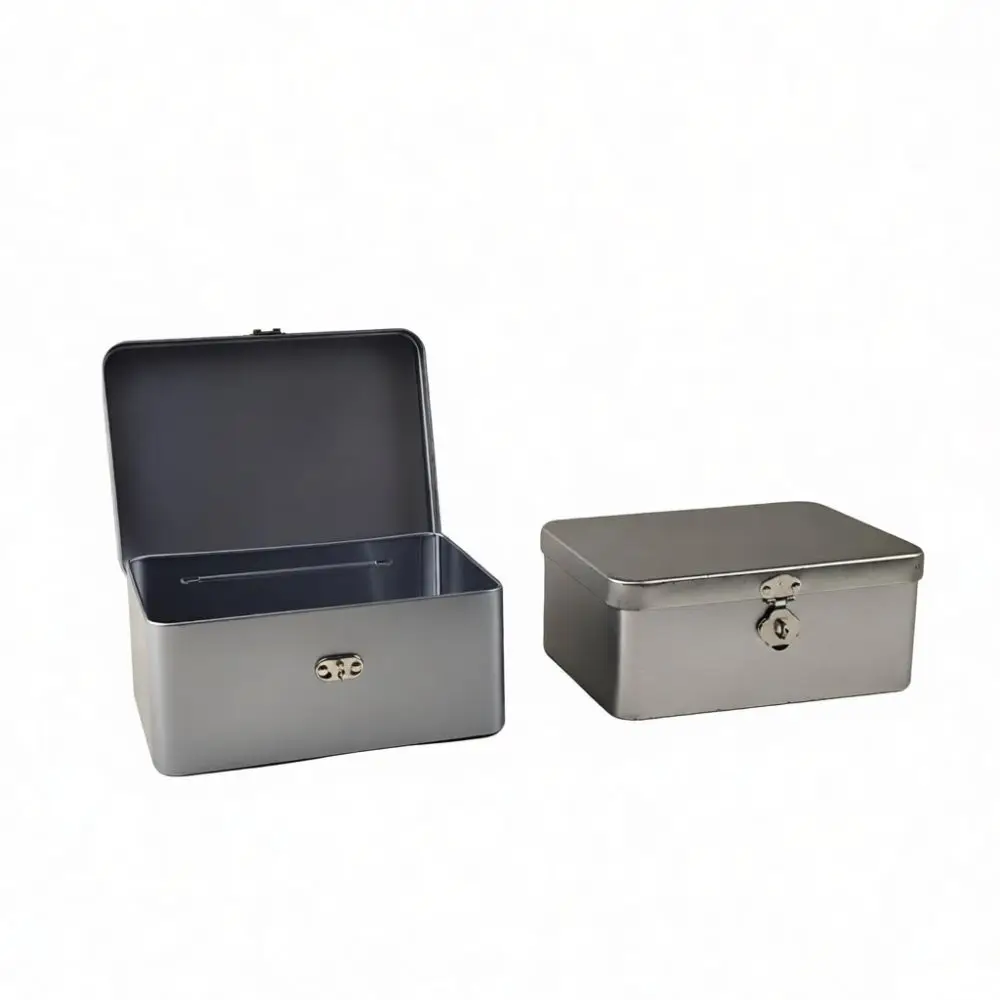 Private Storage Case With Password Lock Metal Tin Box Desk Organizer For Stationery Documents Jewelry Small Objects
