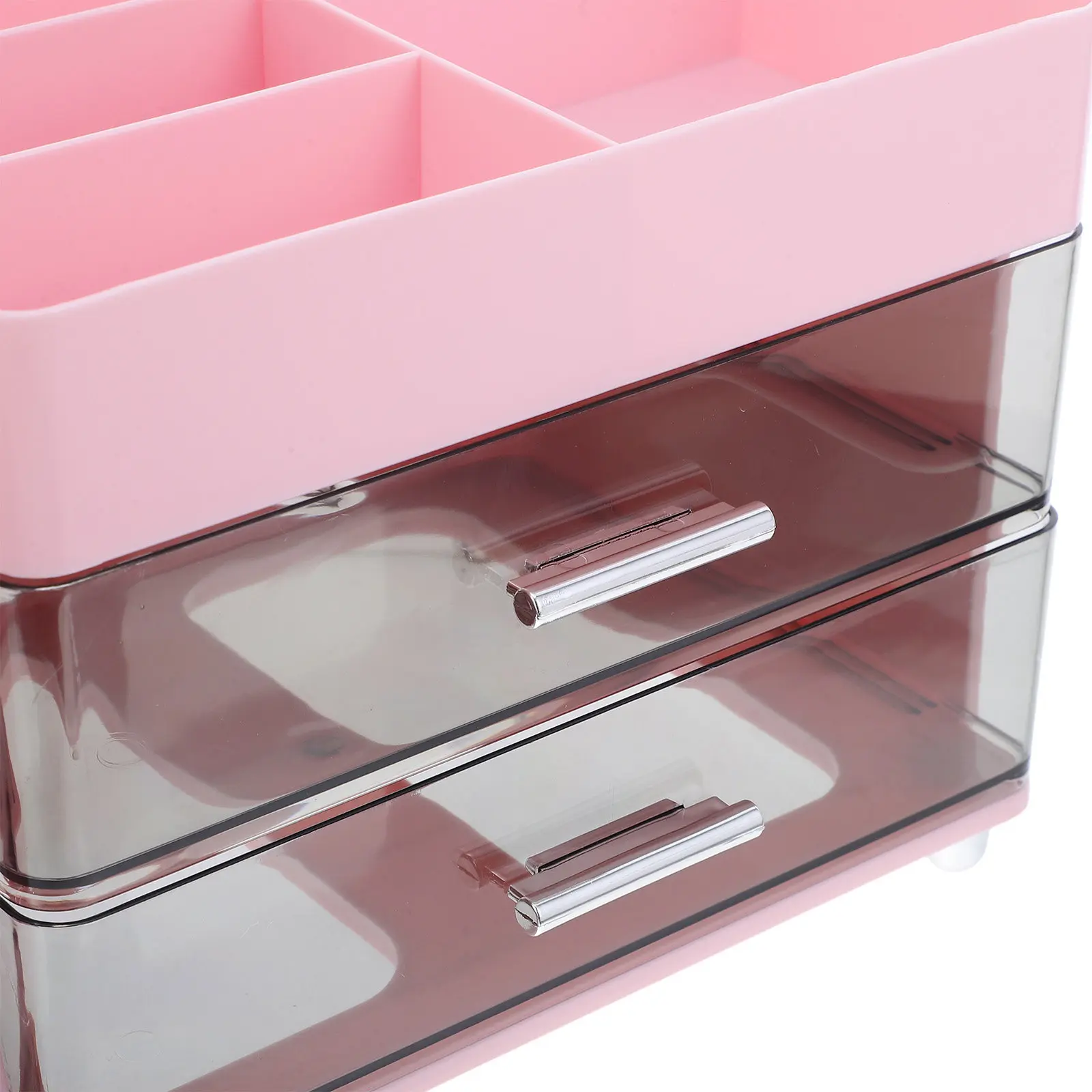 Makeup Organizer Storage Box Large Capacity Pink Vanity Case with Drawers for Skincare Cosmetics
