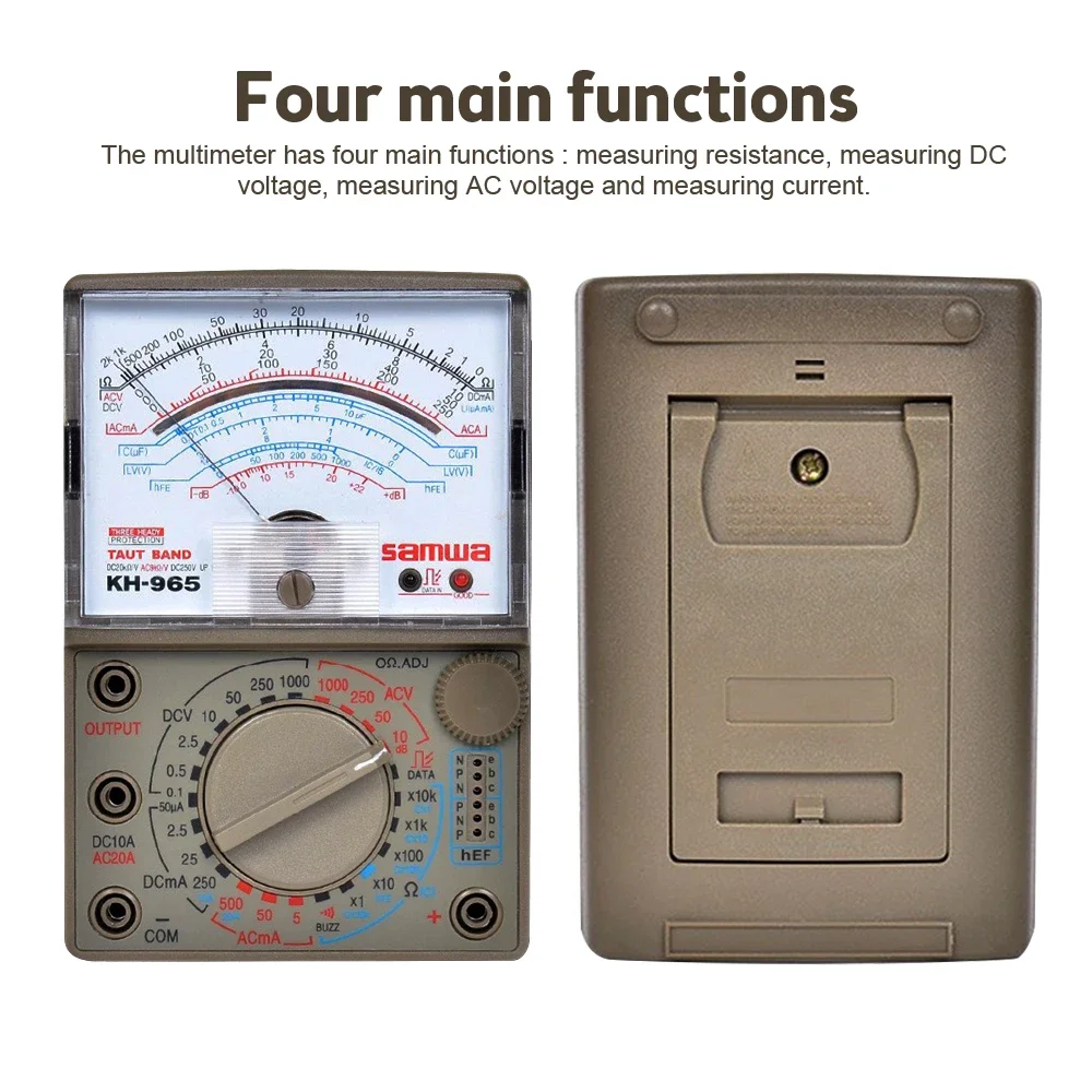 KH-965 Analog Multimeter Mechanical Pointer Meter AC/DC Voltage Current Resistance Meter with Test Pen Buzzer Multi Tester