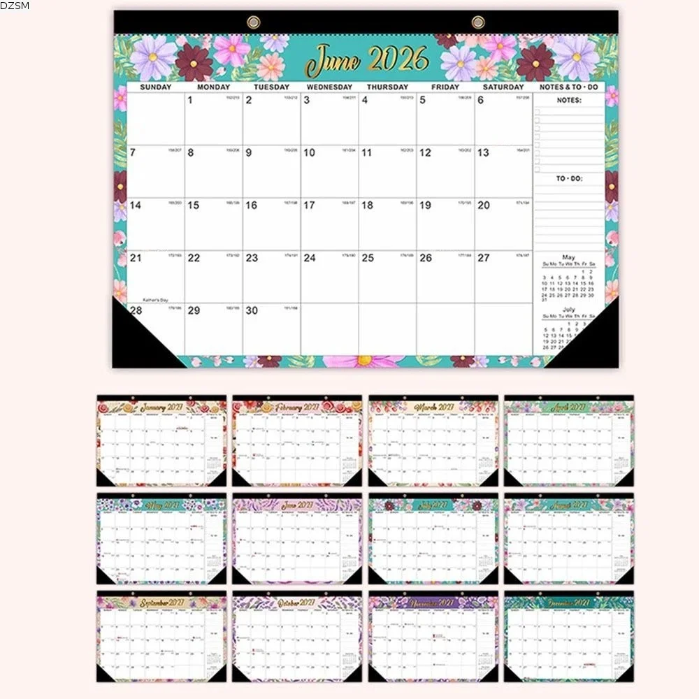 Time Tool 2027 Wall Calendar Creative 18 Months English Calendar Portable with Hanging Hole Calendar Planner Stationery Supplies