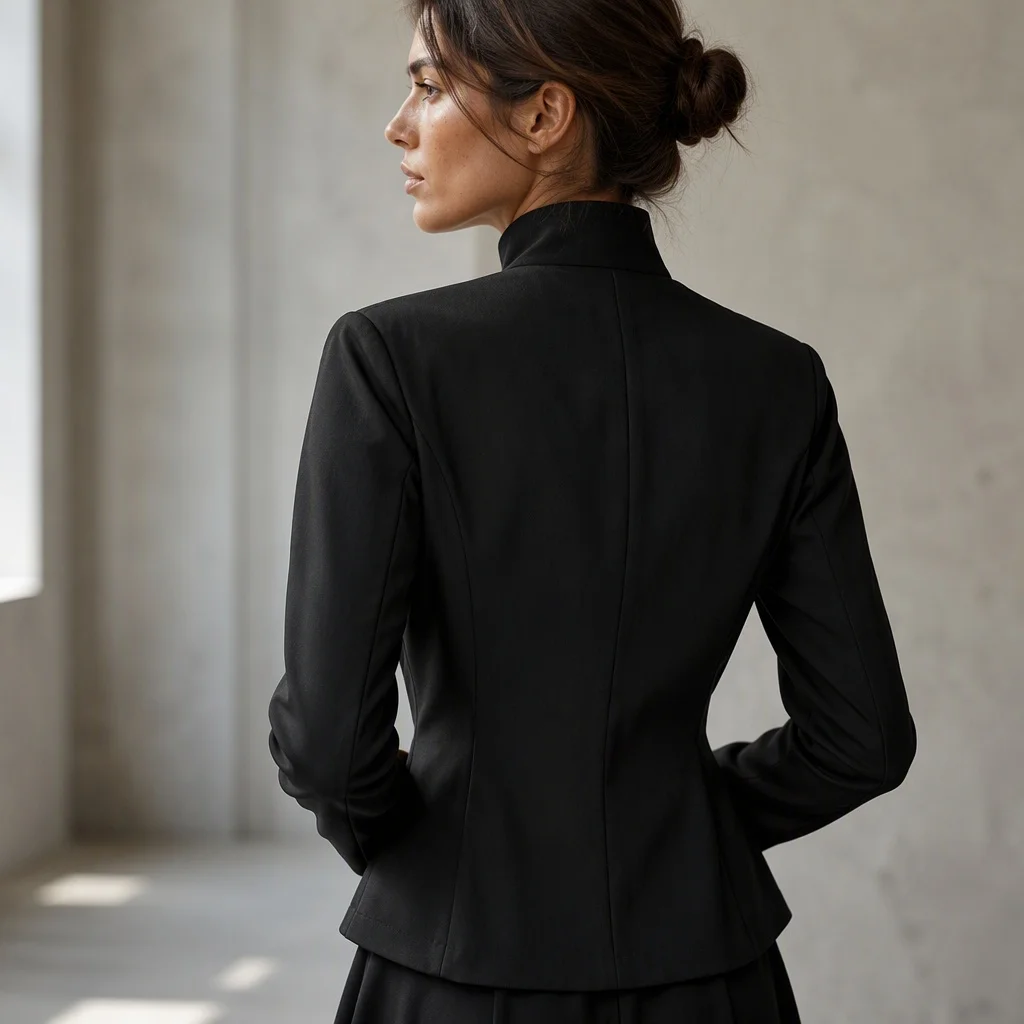 Women's Elegant Chic Chinese Style Blazer Mandarin Collar Frog Button Long Sleeve Slim Fit Suit Jacket For Casual Street Formal