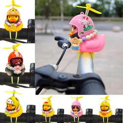 Rubber Duck With Helmet Pendant Toy Car Duck Bicycle Road Bike Motor Helmet Riding Accessories Car Decoration
