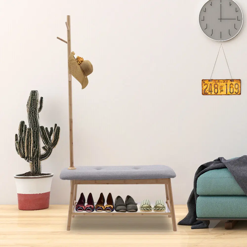 Coat Rack shoe bench /Entryway Hall Tree with Shoe Storage & 5 Hooks