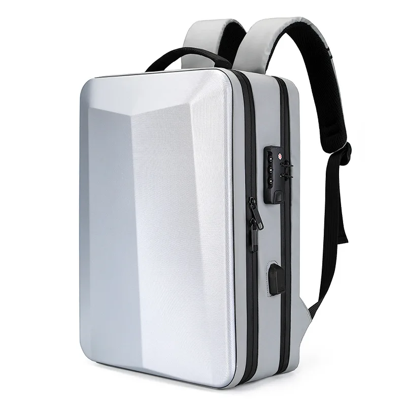 Men's Fashion Large Capacity Backpack Travel Lightweight Breathable PC Hard Shell Backpack Business Waterproof Computer Bag