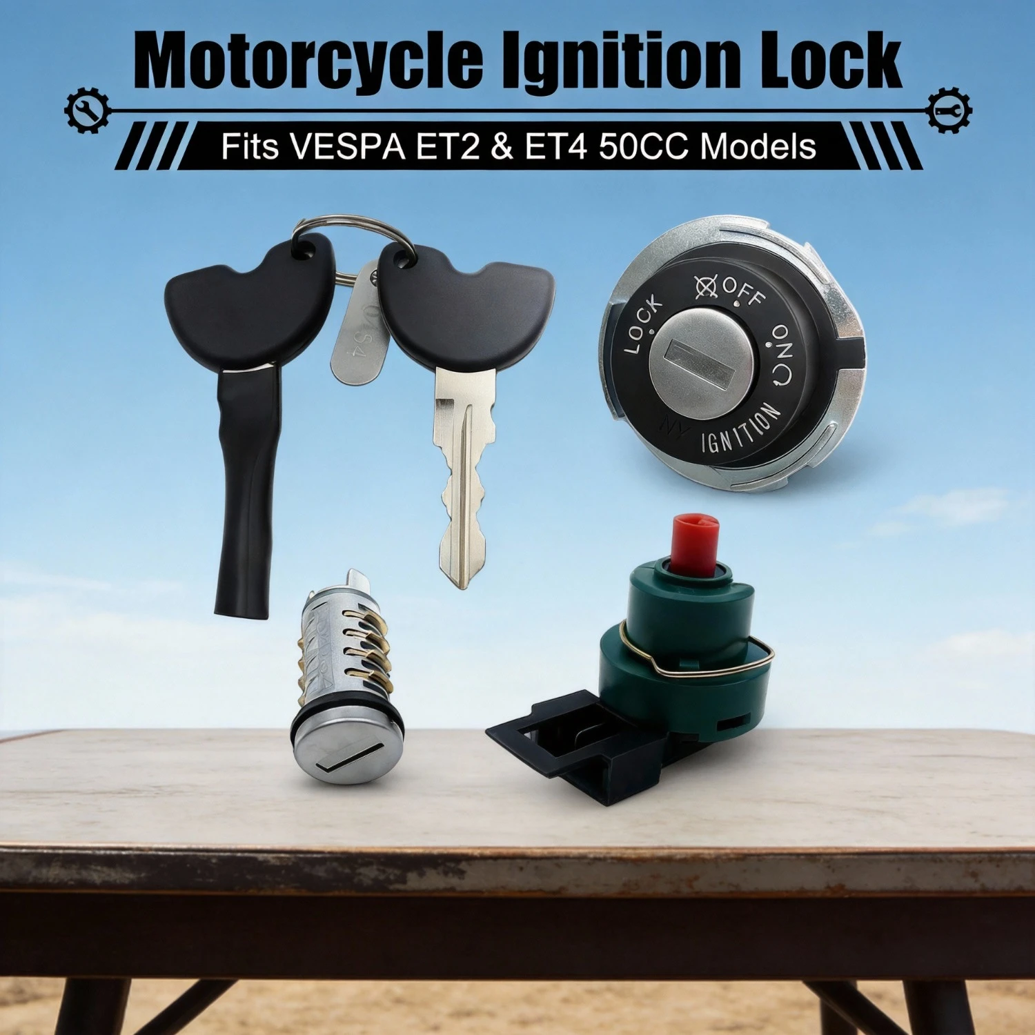 

Motorcycle Parts Ignition Switch Supplies Replacement with Keys for VESPA ET2 AND ET4 50CC accessories moto