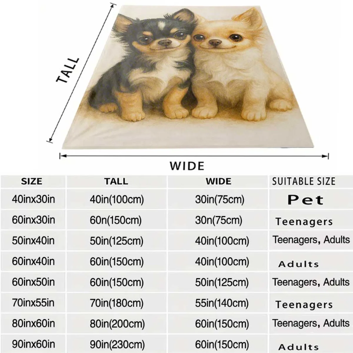 Dog Lovers Blanket Throw Fleece Puppy Portrait Cozy Pet Blanket for Home Decor 150x200cm Warm Gift