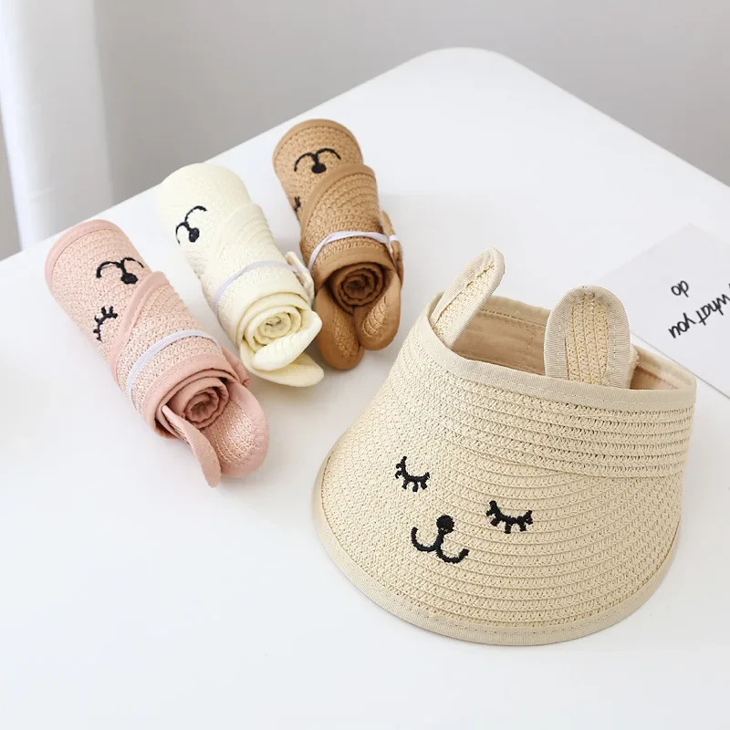 

Kids Sun Hat Summer Beach Cap for Baby Girl & Boy with Sunshade Cartoon Floppy Design Baby Sun Visor Top for Outdoor Play