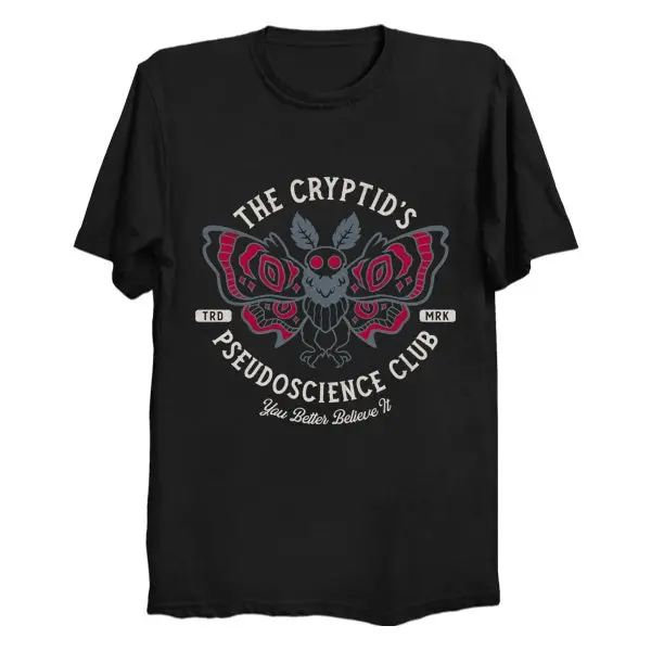 The Cryptid's Pseudoscience Club T Shirt Goth Horror GifT Display your affinity with extraordinary