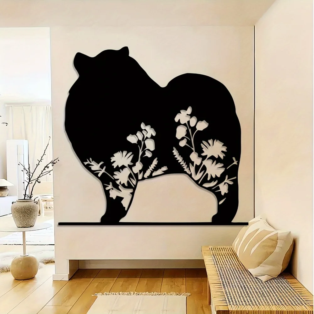 CIFBUY Iron Wall Art Vintage Floral Corgi Dog Metal Wall Decor Wildflower Pet Lover Name Sign Rustic Home Decoration For Living