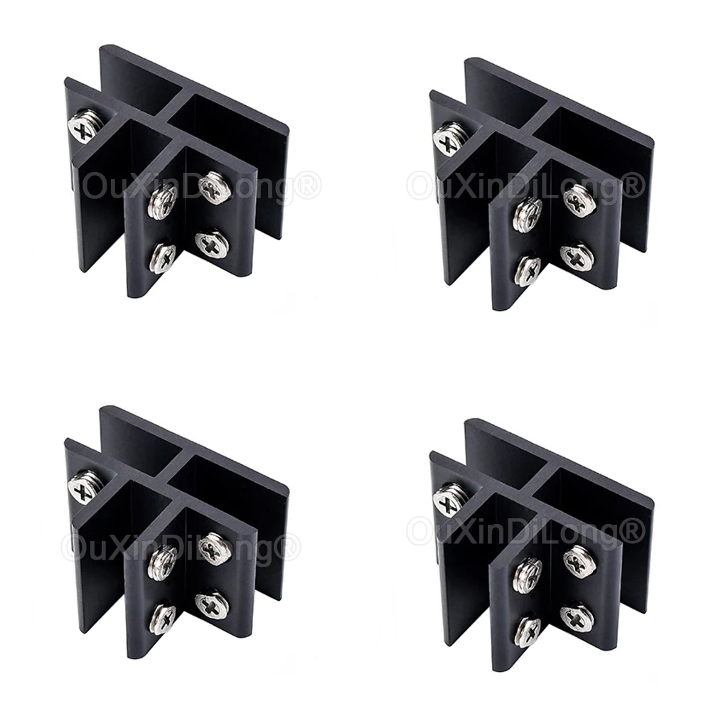 

20PCS Aluminum Alloy Glass Clamps T Shape 3-Ways Furniture Shelves Support Brackets Connectors Screen/Partition/Panel Fixed Clip