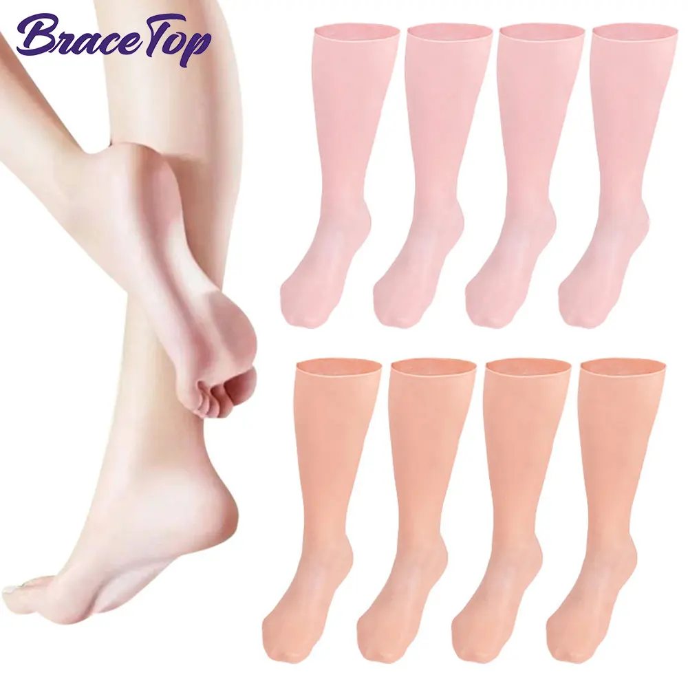 1Pair Feet Care Socks Long Moisturizing Care Gloves Silicone Gel Socks Foot Skin Care Hand Protectors Anti Cracking Spa Home Use